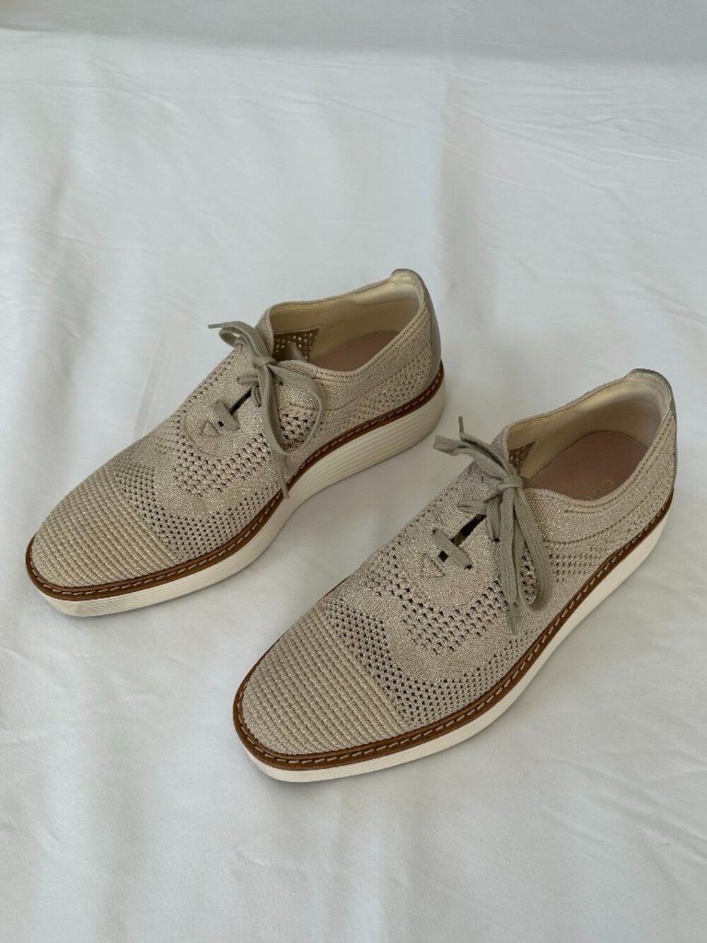 Cole Haan Grand Pro Gold Woven Oxfords Sz 9